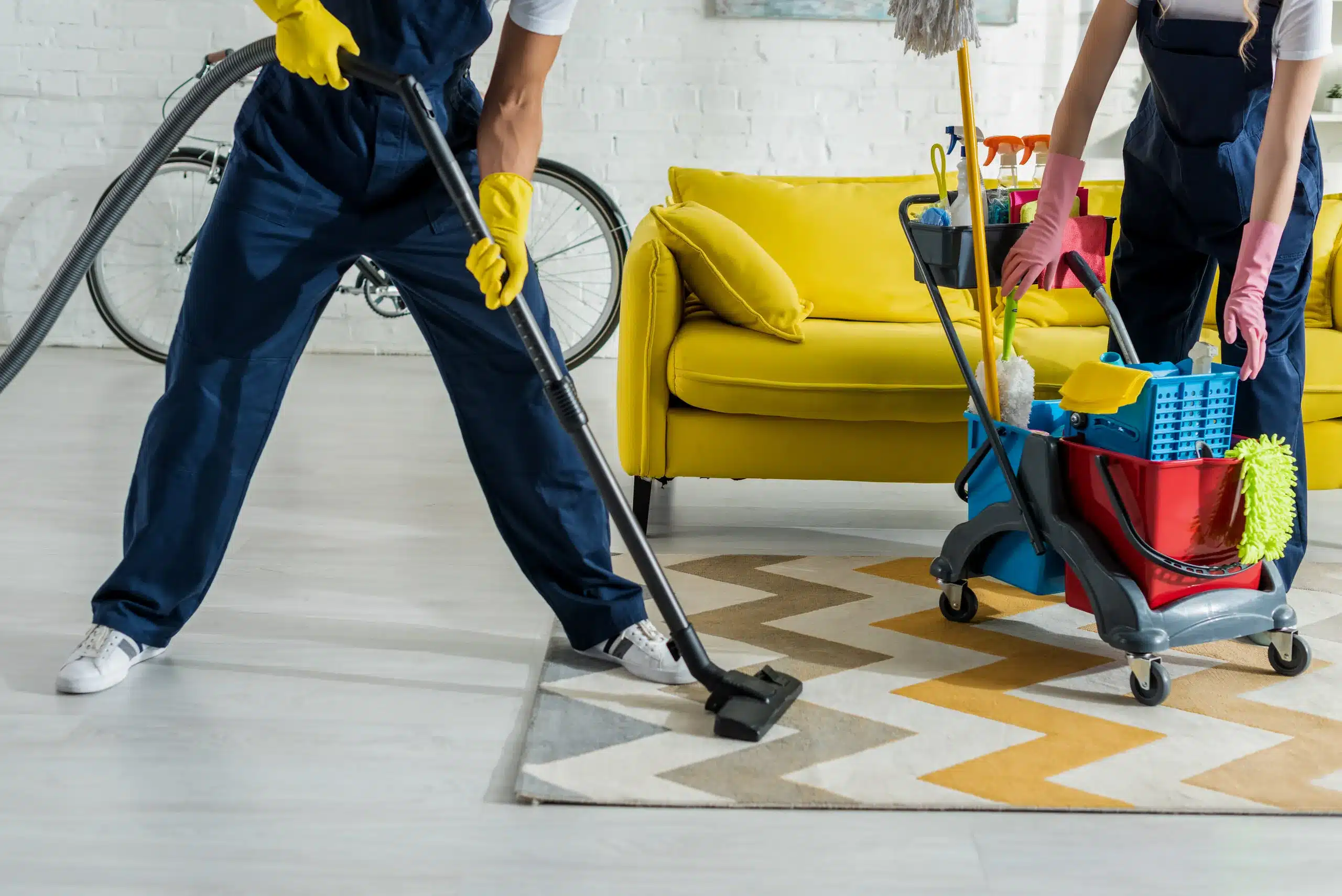 Commercial cleaning trolley in an office